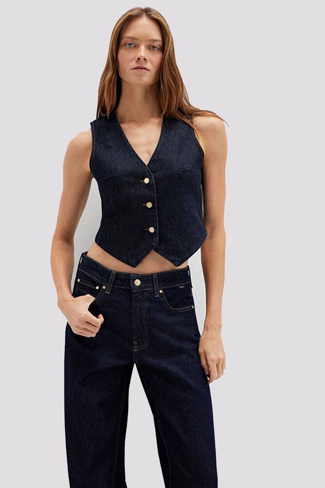 Kadın Polına Denim Yelek 1110754-90555 Lacivert 