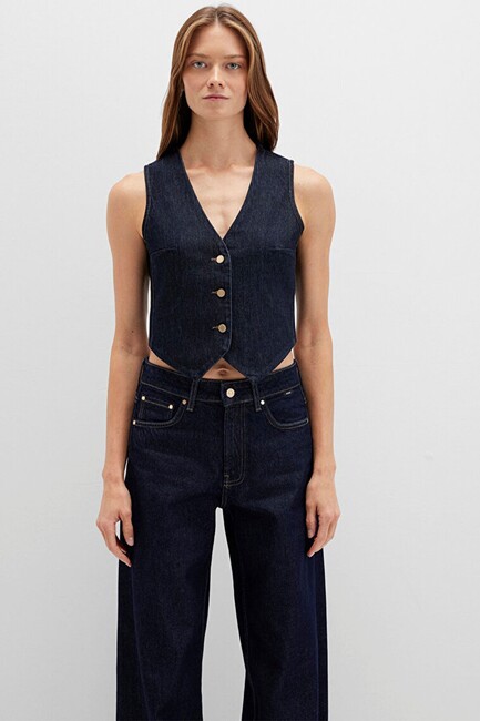 Kadın Polına Denim Yelek 1110754-90555 Lacivert - Thumbnail