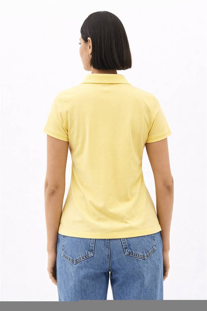 Kadın Polo V Yaka Tişört 26Y0603K1 Sarı 