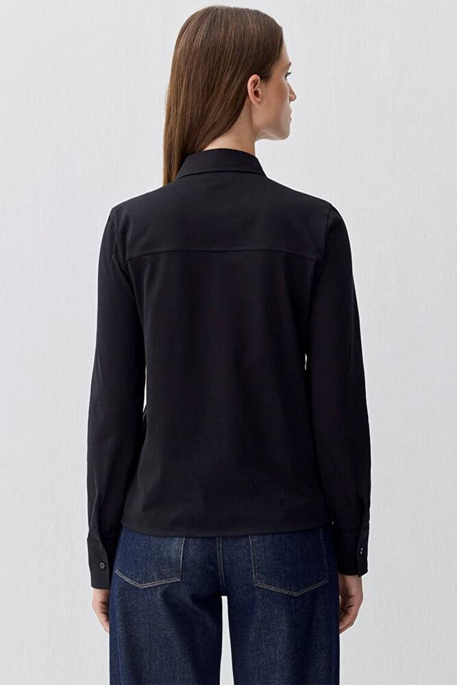 Kadın Polo Yaaka Modelli Penye 1613650-900 Siyah 