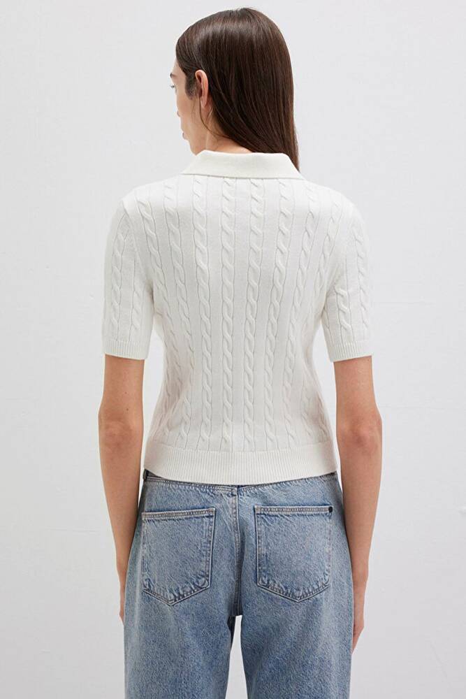 Kadın Polo Yaka Kazak 1710328-70057 Ekru 