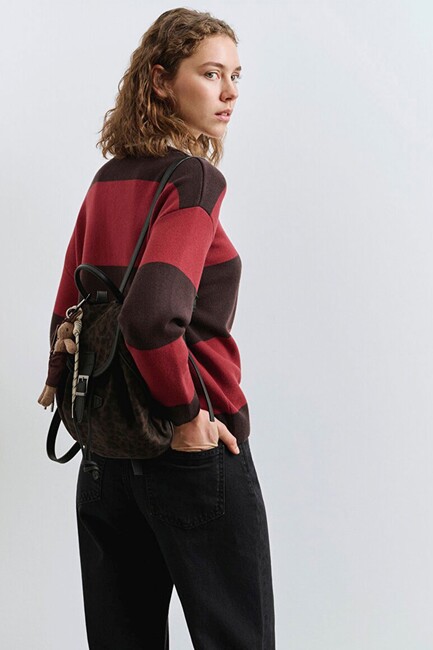 Kadın Polo Yaka Kazak 1710708-90695 Kırmızı - Thumbnail