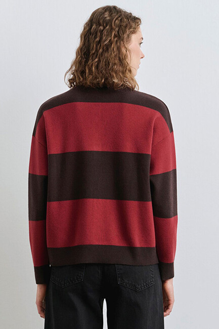 Kadın Polo Yaka Kazak 1710708-90695 Kırmızı - Thumbnail