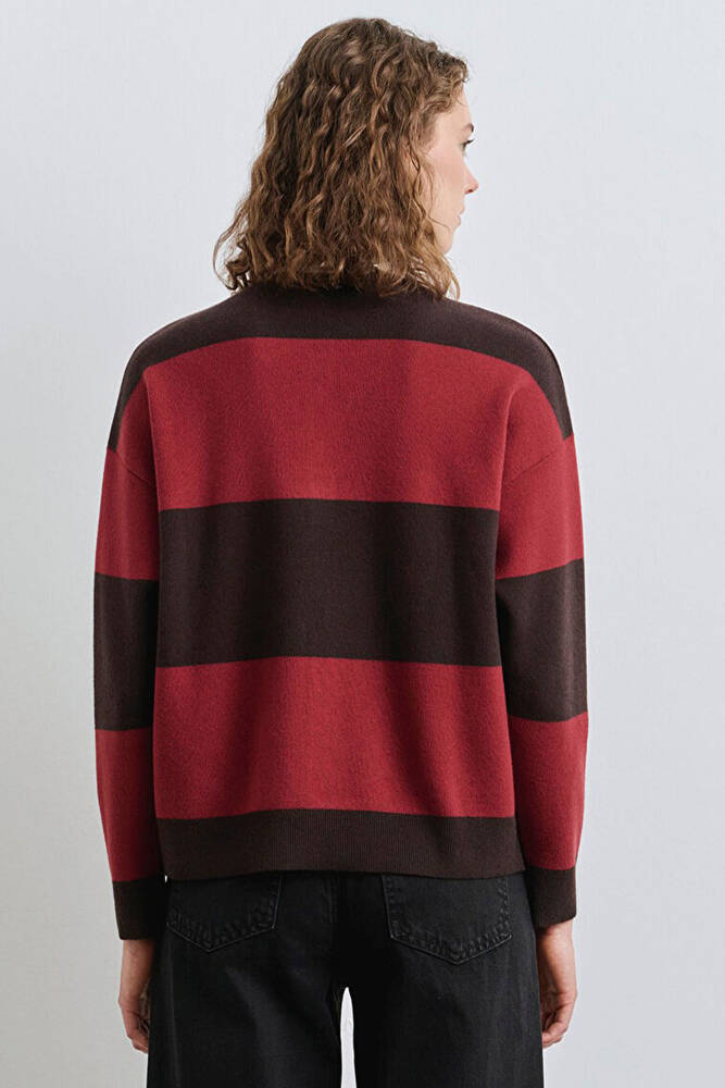 Kadın Polo Yaka Kazak 1710708-90695 Kırmızı 