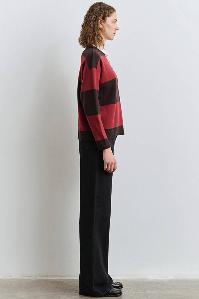 Kadın Polo Yaka Kazak 1710708-90695 Kırmızı 