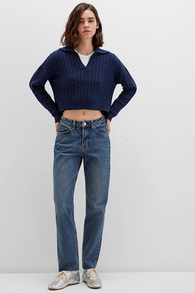 Kadın Polo Yaka Kazak 1710717-70497 Lacivert 