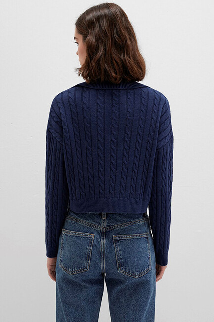 Kadın Polo Yaka Kazak 1710717-70497 Lacivert - Thumbnail