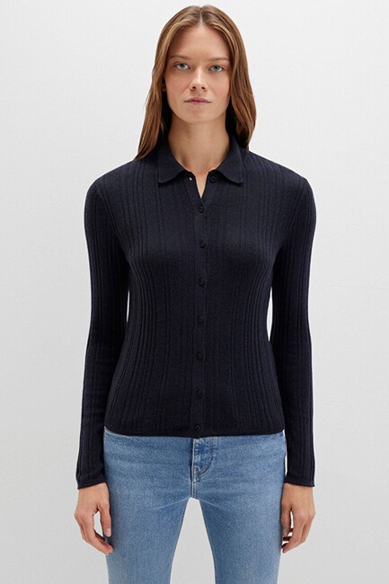 Kadın Polo Yaka Kazak 1710838-70489 Lacivert - Thumbnail