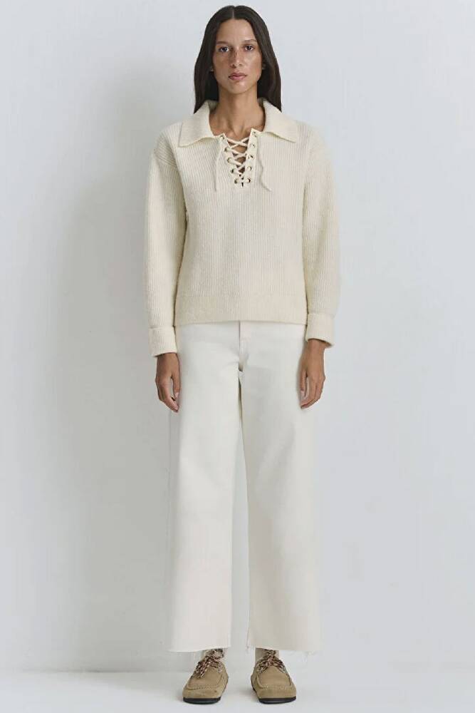 Kadın Polo Yaka Kazak 1710879-80194 Ekru 