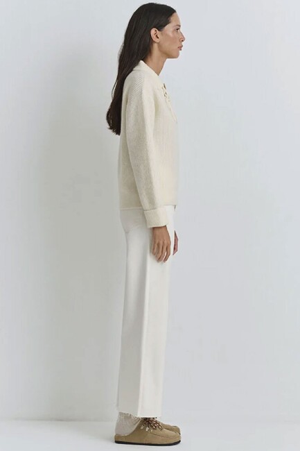 Kadın Polo Yaka Kazak 1710879-80194 Ekru - Thumbnail