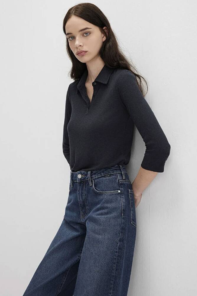 Kadın Polo Yaka Modelli Penye 1613647-80022 Gri 