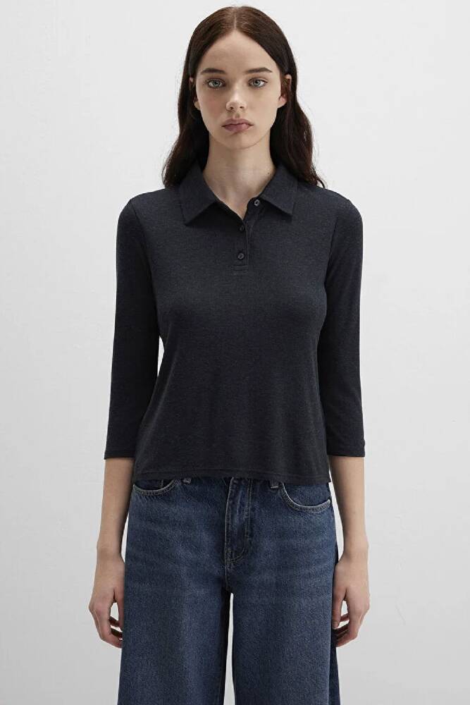Kadın Polo Yaka Modelli Penye 1613647-80022 Gri 