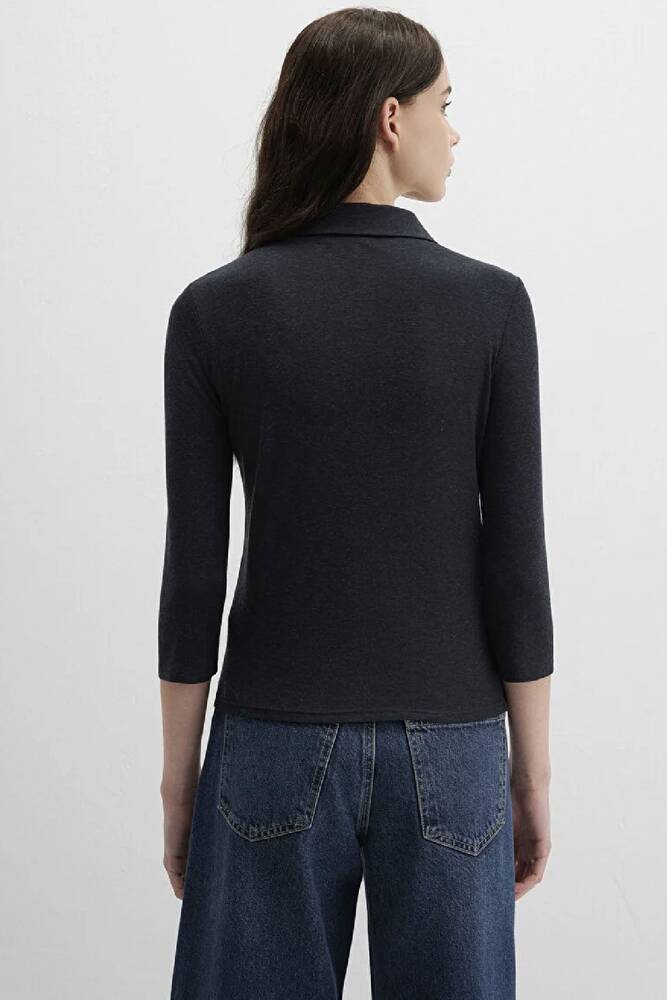 Kadın Polo Yaka Modelli Penye 1613647-80022 Gri 