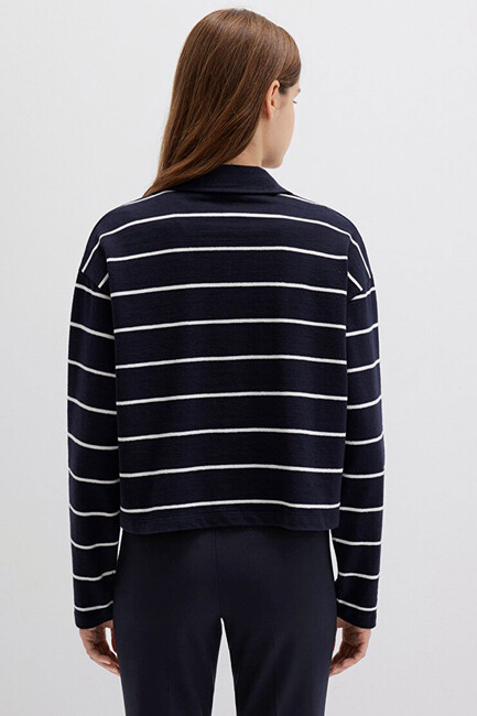 Kadın Polo Yaka Penye 1612813-87988 Lacivert - Thumbnail