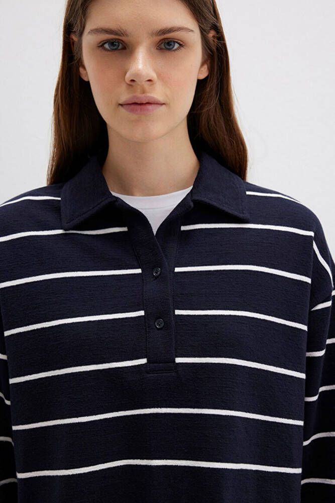 Kadın Polo Yaka Penye 1612813-87988 Lacivert 