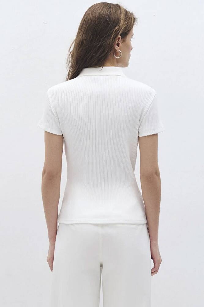 Kadın Polo Yaka Penye 1613120-70057 Beyaz 