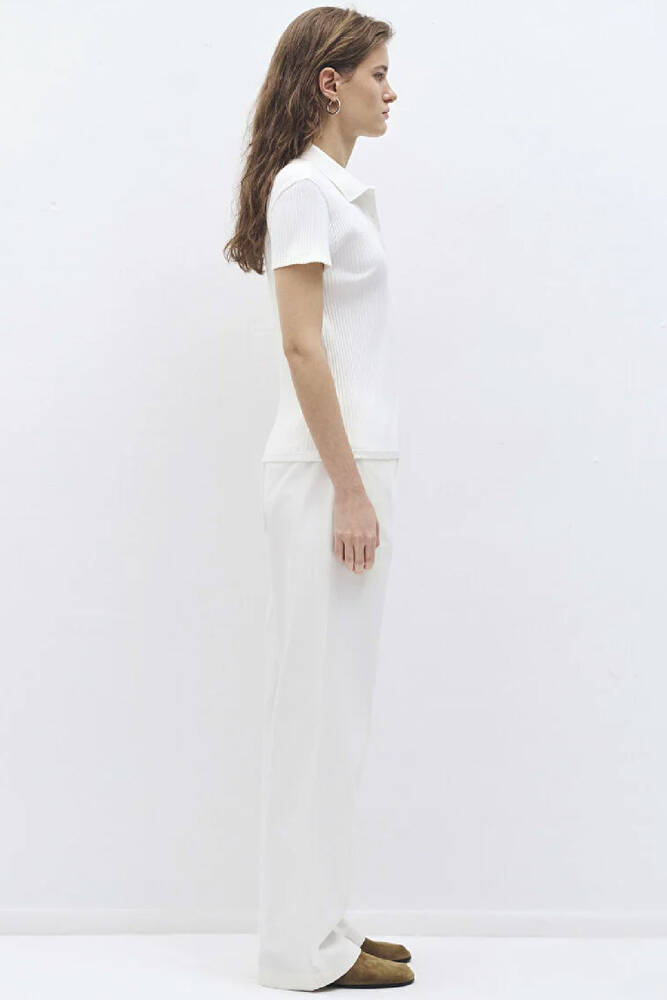 Kadın Polo Yaka Penye 1613120-70057 Beyaz 