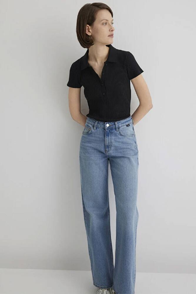 Kadın Polo Yaka Penye 1613120-900 Siyah 