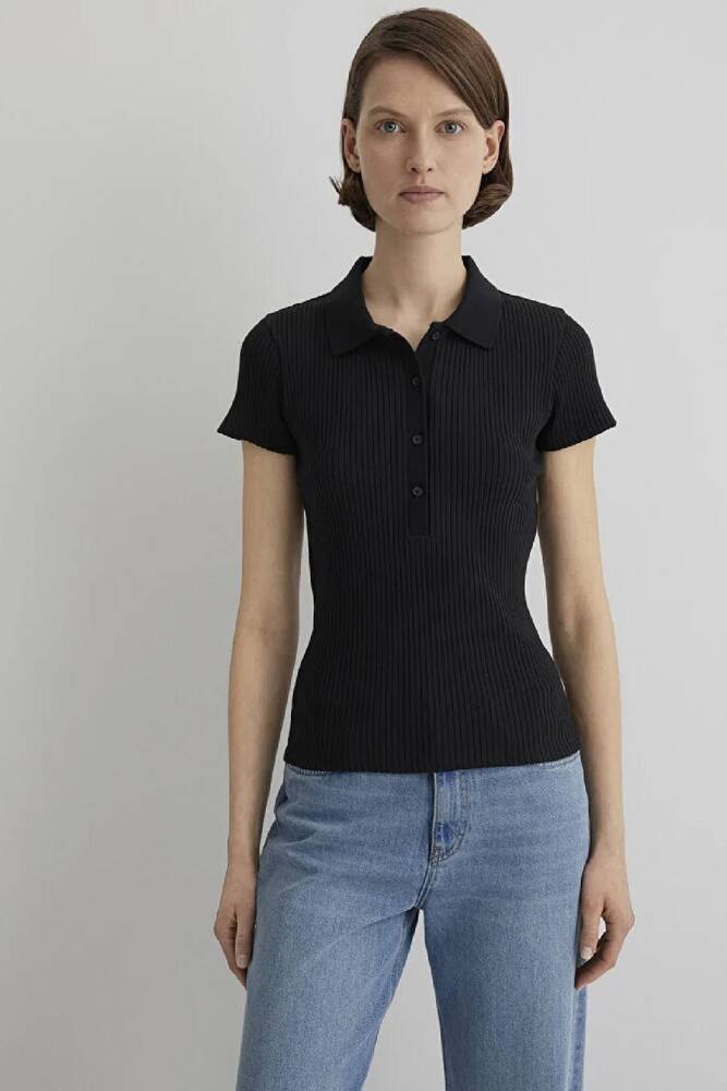 Kadın Polo Yaka Penye 1613120-900 Siyah 
