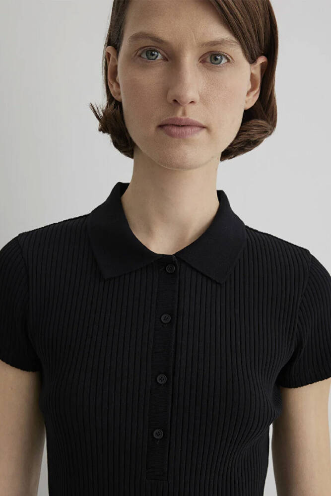 Kadın Polo Yaka Penye 1613120-900 Siyah 