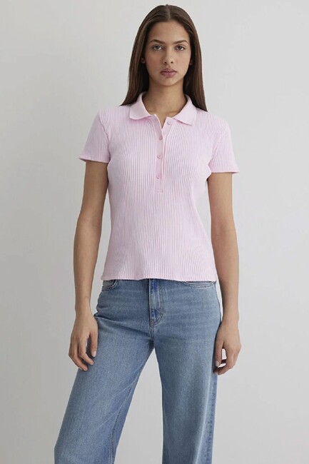 Kadın Polo Yaka Tişört 1613120-71008 Pembe (3)