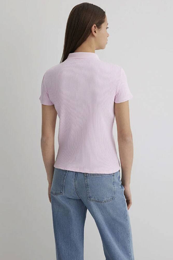 Kadın Polo Yaka Tişört 1613120-71008 Pembe 
