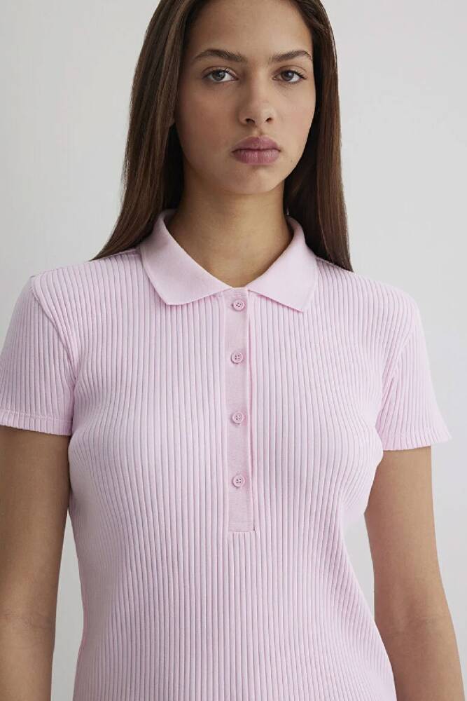 Kadın Polo Yaka Tişört 1613120-71008 Pembe 