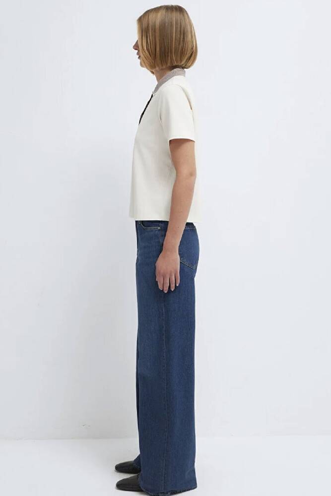 Kadın Polo Yaka Tişört 1614118-70048 Ekru 