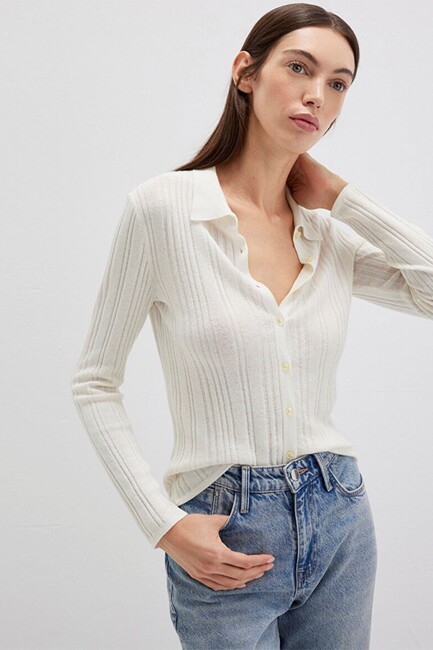 Kadın Polo Yaka Triko 1710838-80194 Ekru (3)