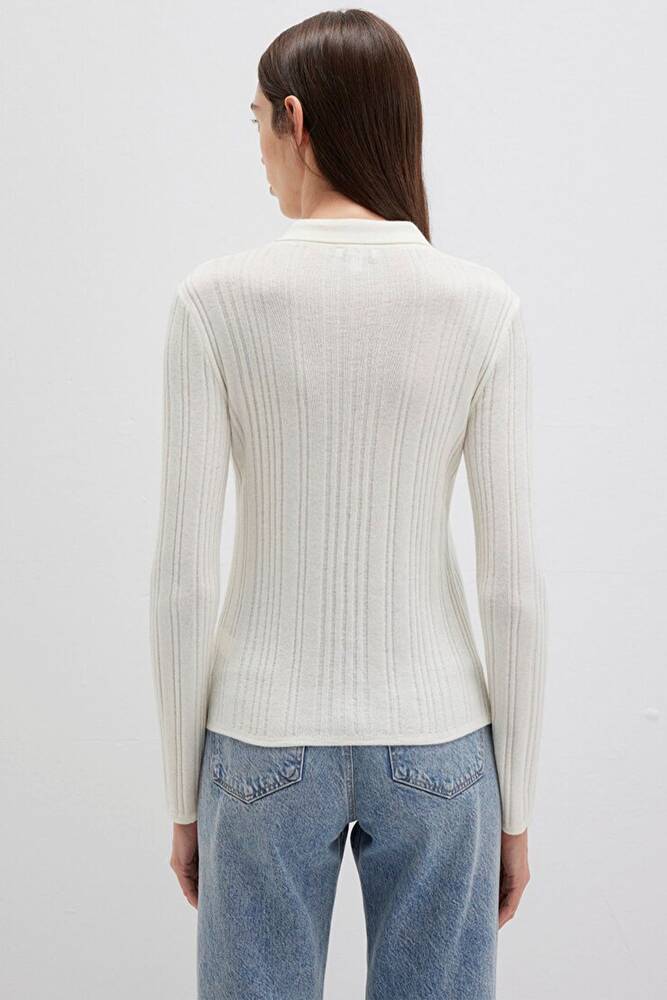 Kadın Polo Yaka Triko 1710838-80194 Ekru 