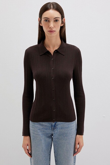 Kadın Polo Yaka Triko 1710838-90704 Kahve (3)