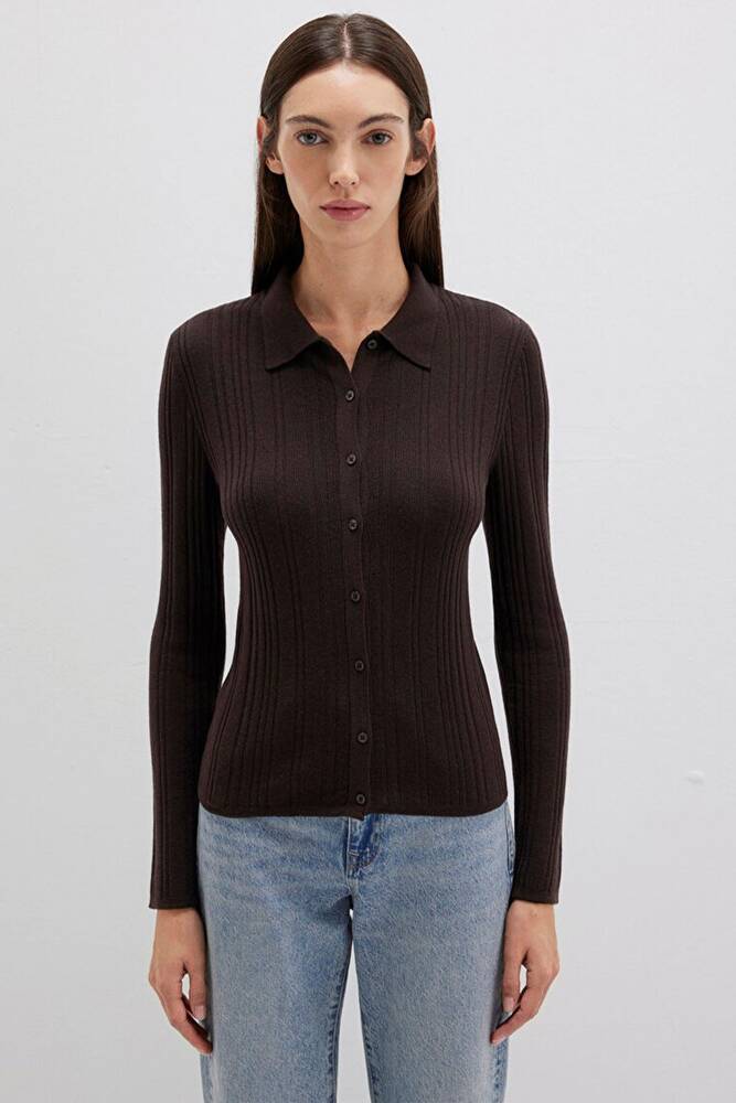 Kadın Polo Yaka Triko 1710838-90704 Kahve 