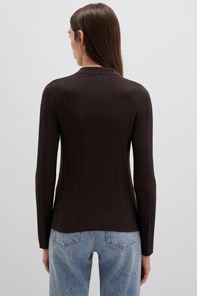 Kadın Polo Yaka Triko 1710838-90704 Kahve 