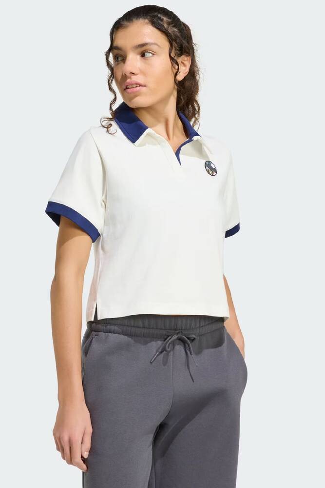 Kadın Pop Art Polo Q2 Tişört KB7205 Beyaz 