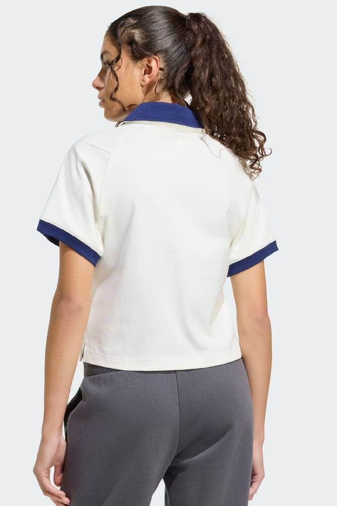 Kadın Pop Art Polo Q2 Tişört KB7205 Beyaz 