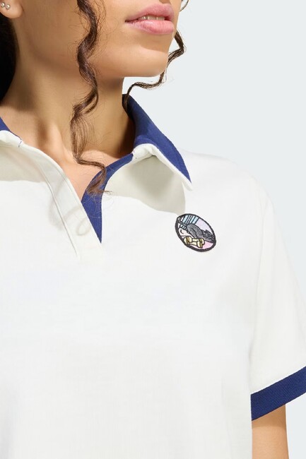 Kadın Pop Art Polo Q2 Tişört KB7205 Beyaz - Thumbnail