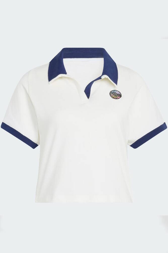 Kadın Pop Art Polo Q2 Tişört KB7205 Beyaz 