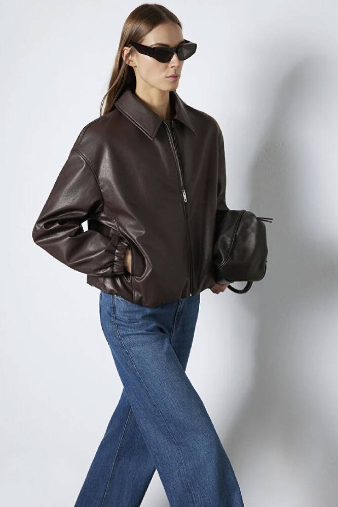 Kadın PU Ceket 1110614-88083 Kahve 