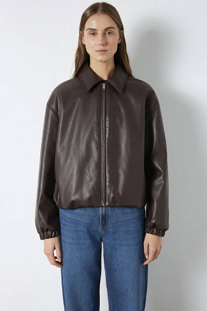 Kadın PU Ceket 1110614-88083 Kahve 