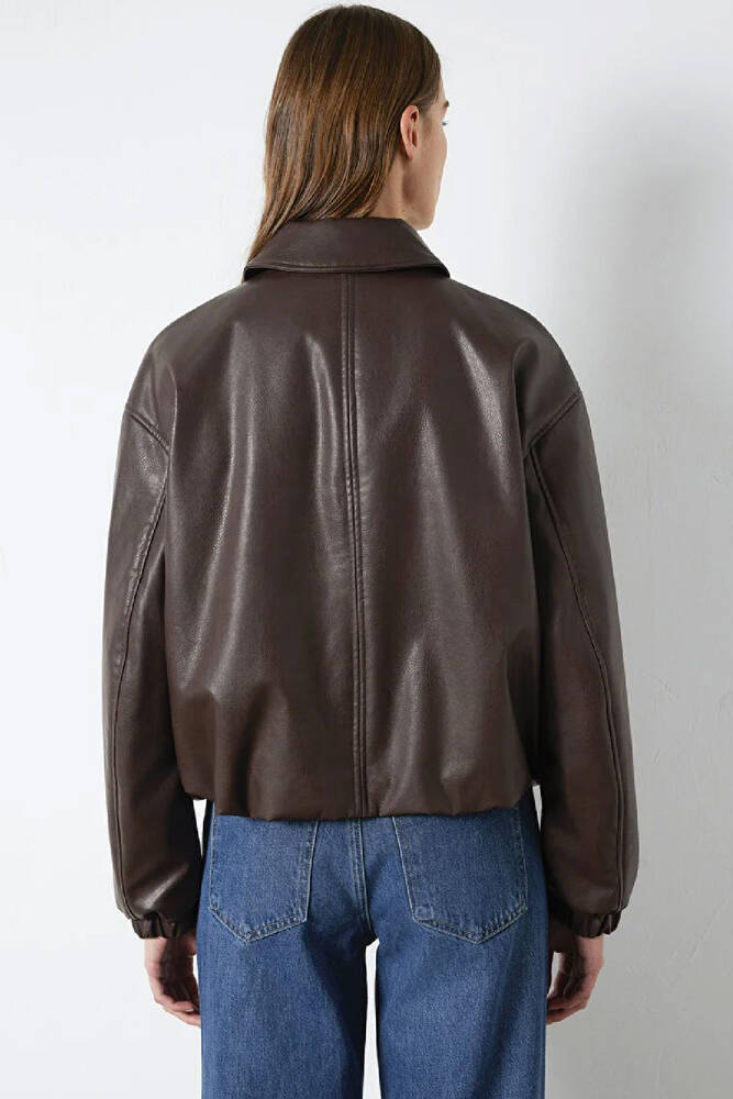 Kadın PU Ceket 1110614-88083 Kahve 