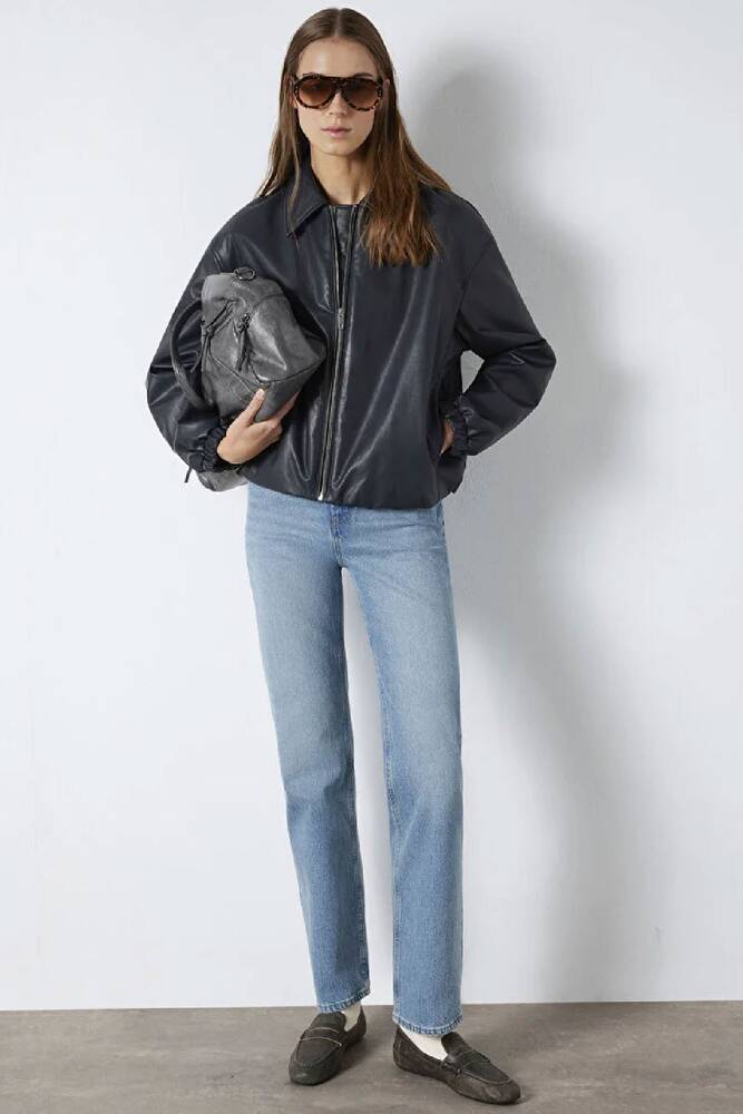 Kadın Pu Ceket 1110614-90372 Lacivert 