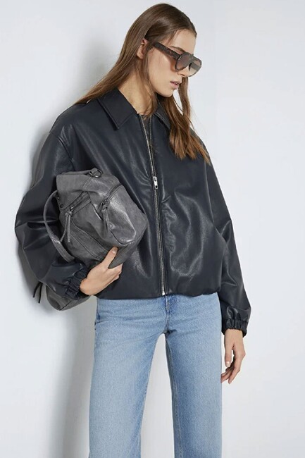 Kadın Pu Ceket 1110614-90372 Lacivert (3)