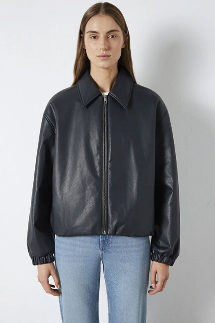 Kadın Pu Ceket 1110614-90372 Lacivert - Thumbnail