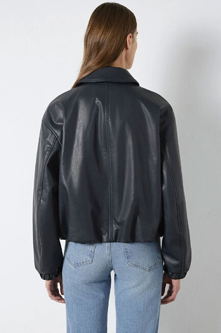 Kadın Pu Ceket 1110614-90372 Lacivert - Thumbnail