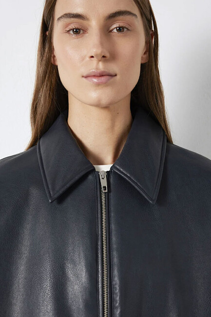 Kadın Pu Ceket 1110614-90372 Lacivert - Thumbnail