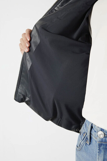 Kadın Pu Ceket 1110614-90372 Lacivert - Thumbnail