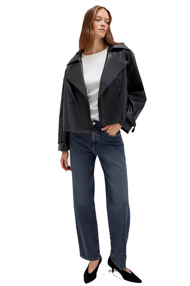 Kadın PU Kısa Ceket 1110709-900 Siyah 