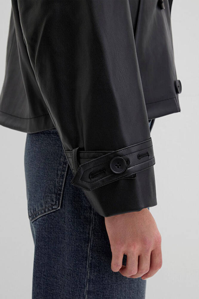 Kadın PU Kısa Ceket 1110709-900 Siyah 