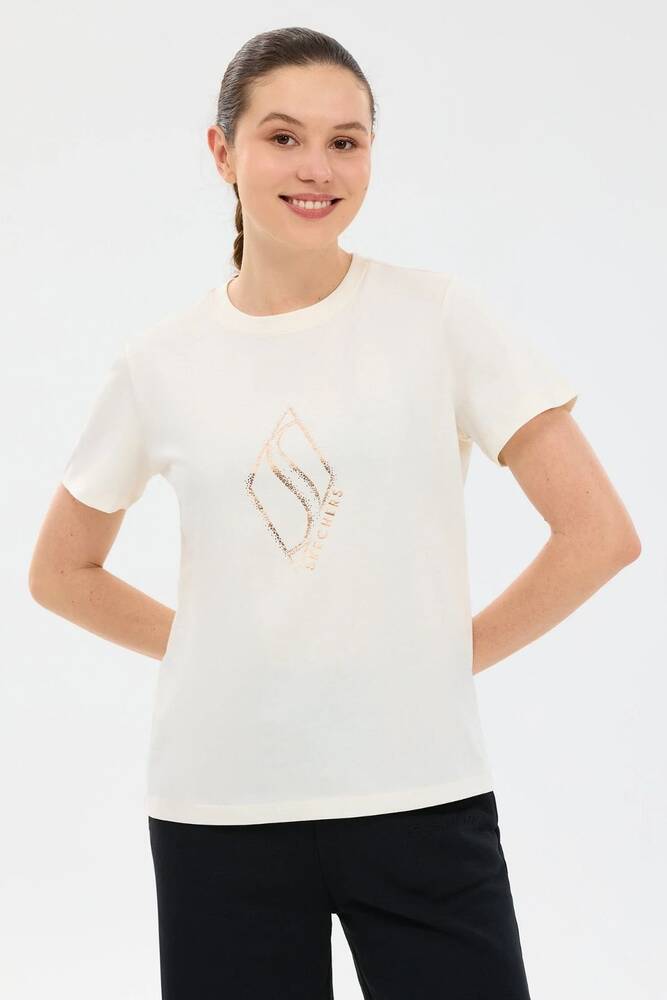Kadın Regular Fit Graphic T-shirt S2610049-3855 Beyaz 