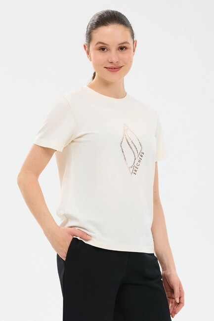 Kadın Regular Fit Graphic T-shirt S2610049-3855 Beyaz (3)